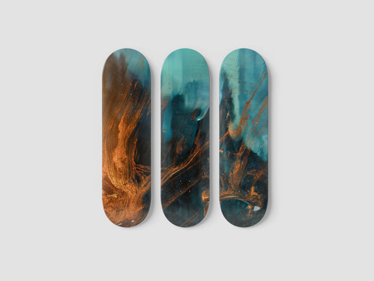 Sapphire Gold Fusion - Skateboard Wall Art
